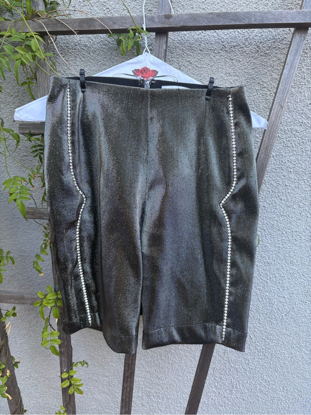 AREA Metallic Graphite Embellished Biker Shorts Silver Small - Picture 3 of 8